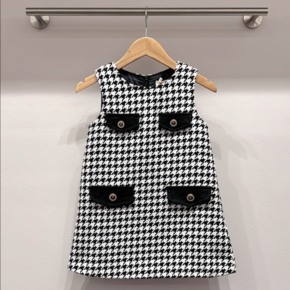 Girls Houndstooth Dress Blk/Wht